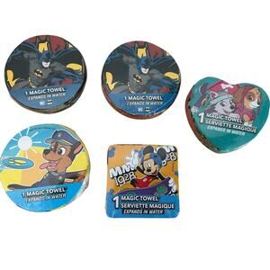 Lot Of 5 Magic Towels- Bat Man, Paw Patrol, Mickey Mouse NEW